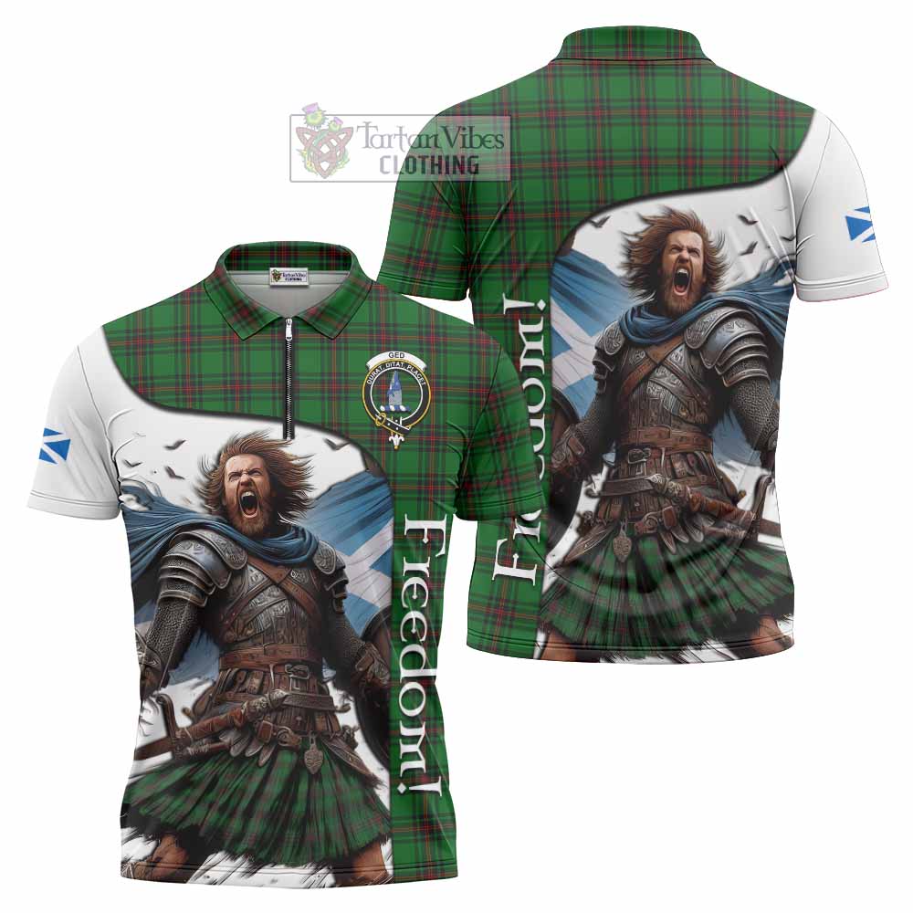 Tartan Vibes Clothing Ged Crest Tartan Zipper Polo Shirt Inspired by the Freedom of Scottish Warrior