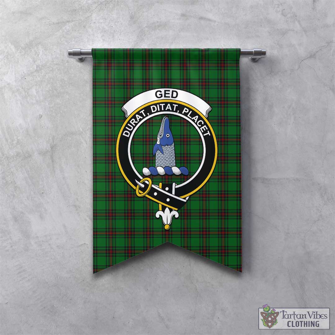 Tartan Vibes Clothing Ged Tartan Gonfalon, Tartan Banner with Family Crest