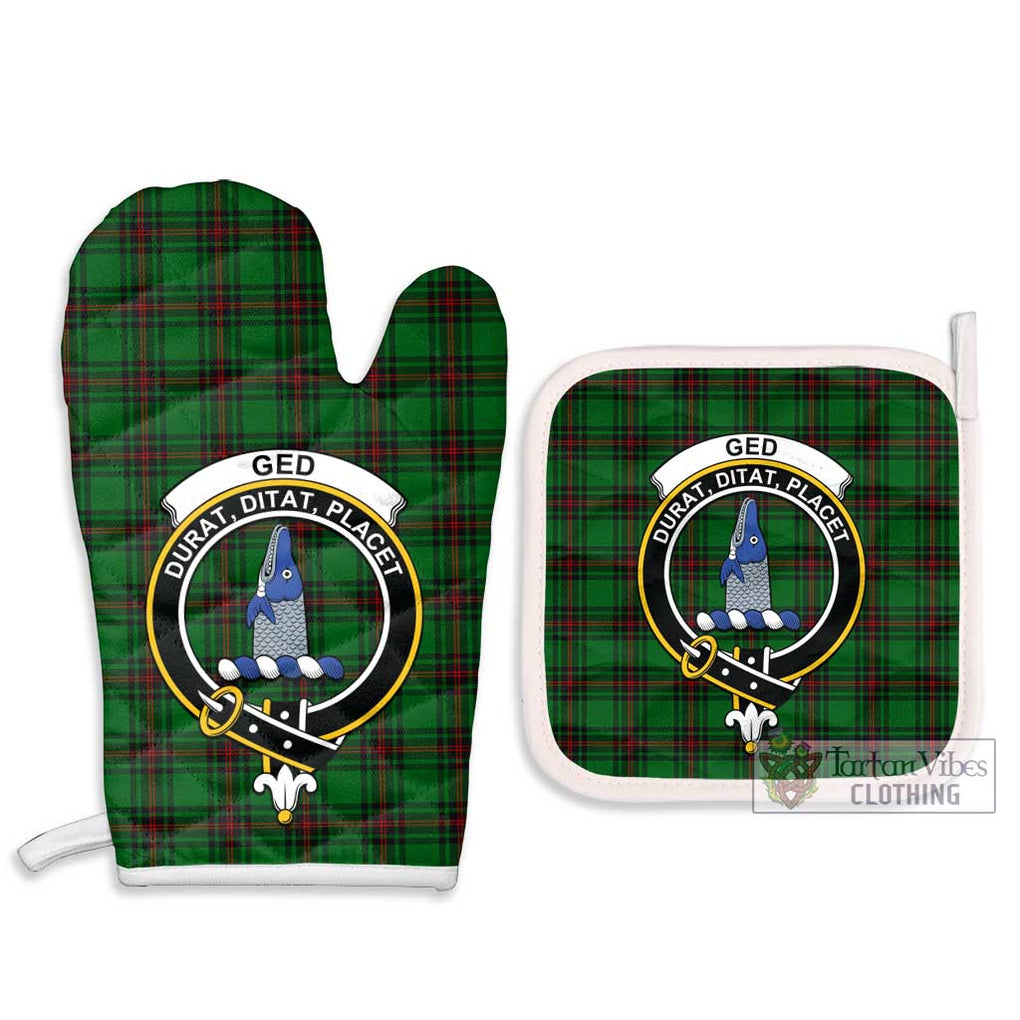 Ged Tartan Combo Oven Mitt & Pot-Holder with Family Crest Combo 1 Oven Mitt & 2 Pot-Holder White - Tartan Vibes Clothing