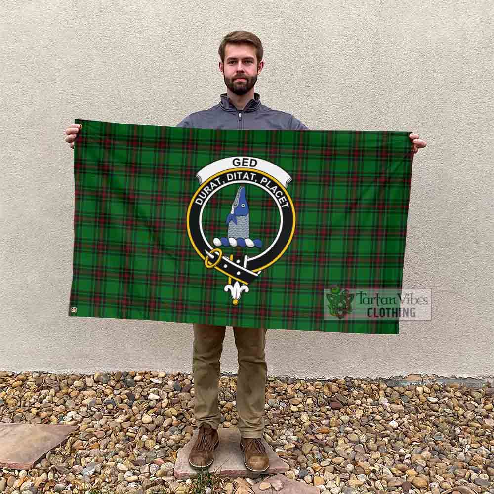 Tartan Vibes Clothing Ged Tartan House Flag with Family Crest