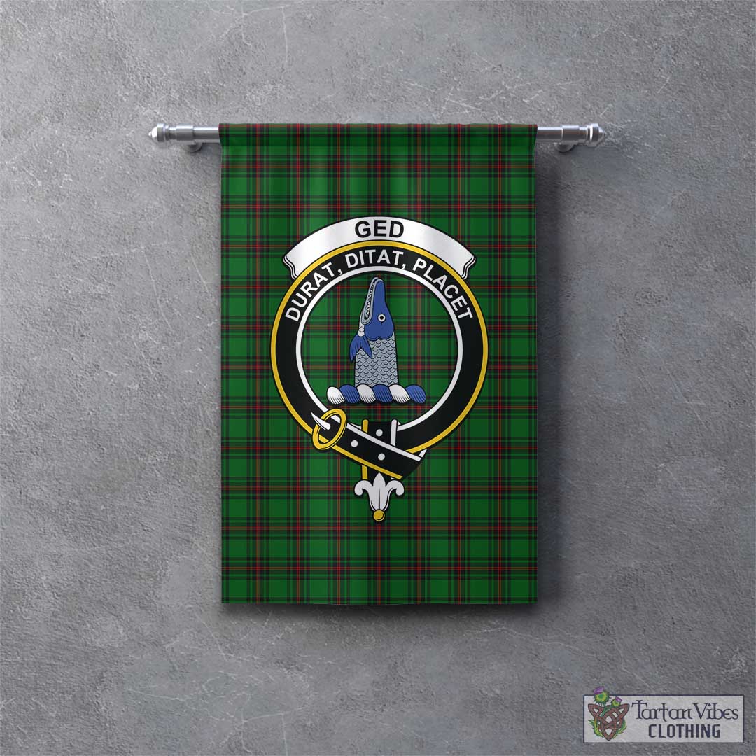 Tartan Vibes Clothing Ged Tartan Gonfalon, Tartan Banner with Family Crest