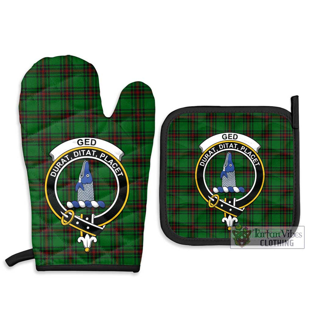 Ged Tartan Combo Oven Mitt & Pot-Holder with Family Crest Combo 1 Oven Mitt & 2 Pot-Holder Black - Tartan Vibes Clothing