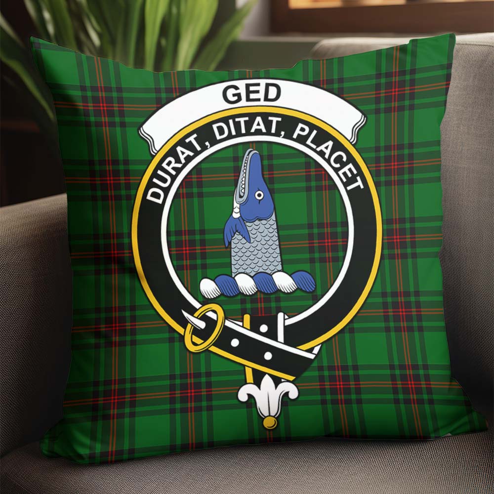 Ged Tartan Pillow Cover with Family Crest - Tartanvibesclothing