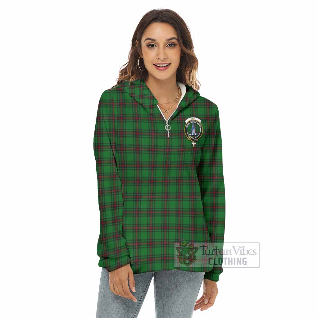 Tartan Vibes Clothing Ged Tartan Crest Women's Borg  Half Zip Fleece Hoodie