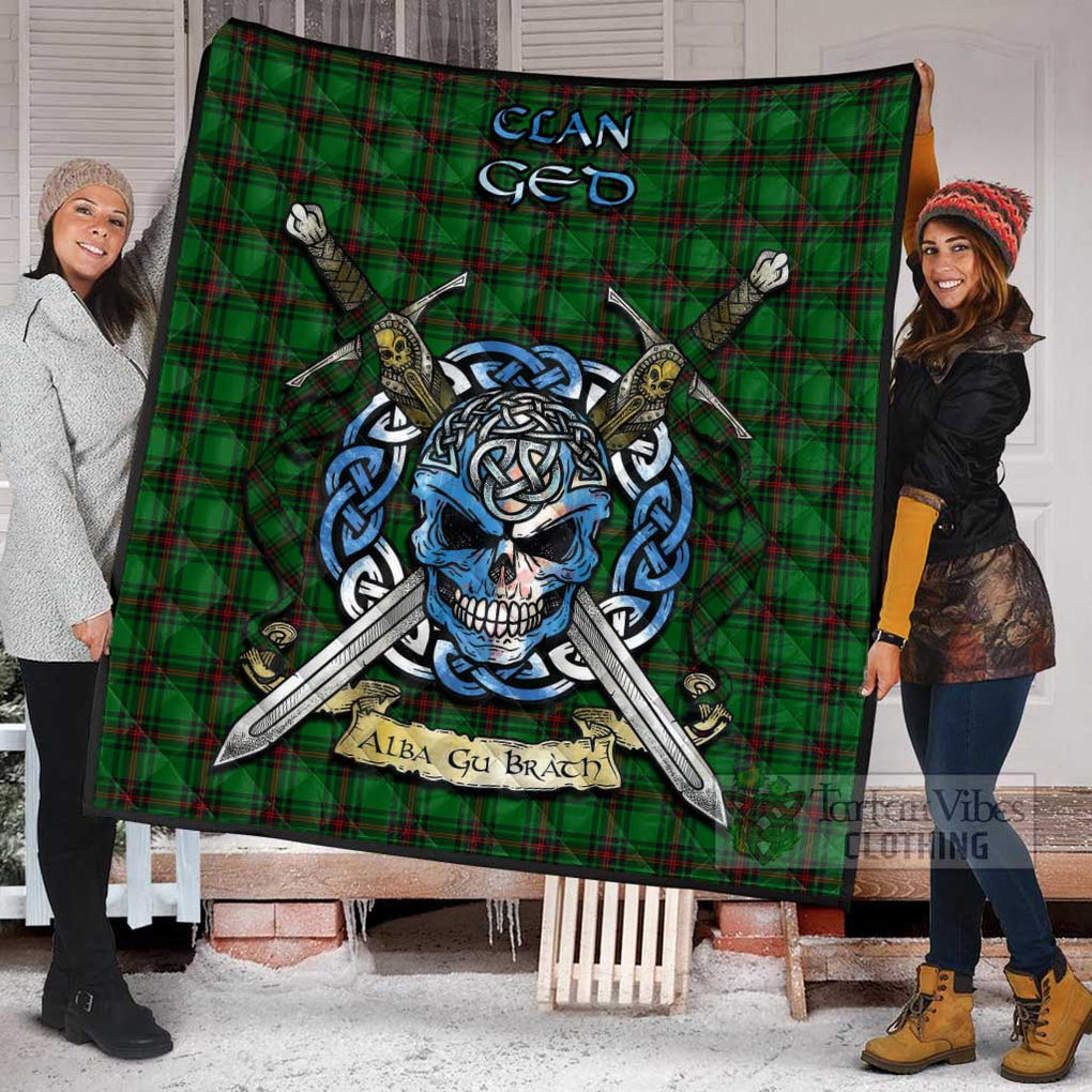 Tartan Vibes Clothing Ged Tartan Quilt with Celtic Skull Alba Gu Brath Style