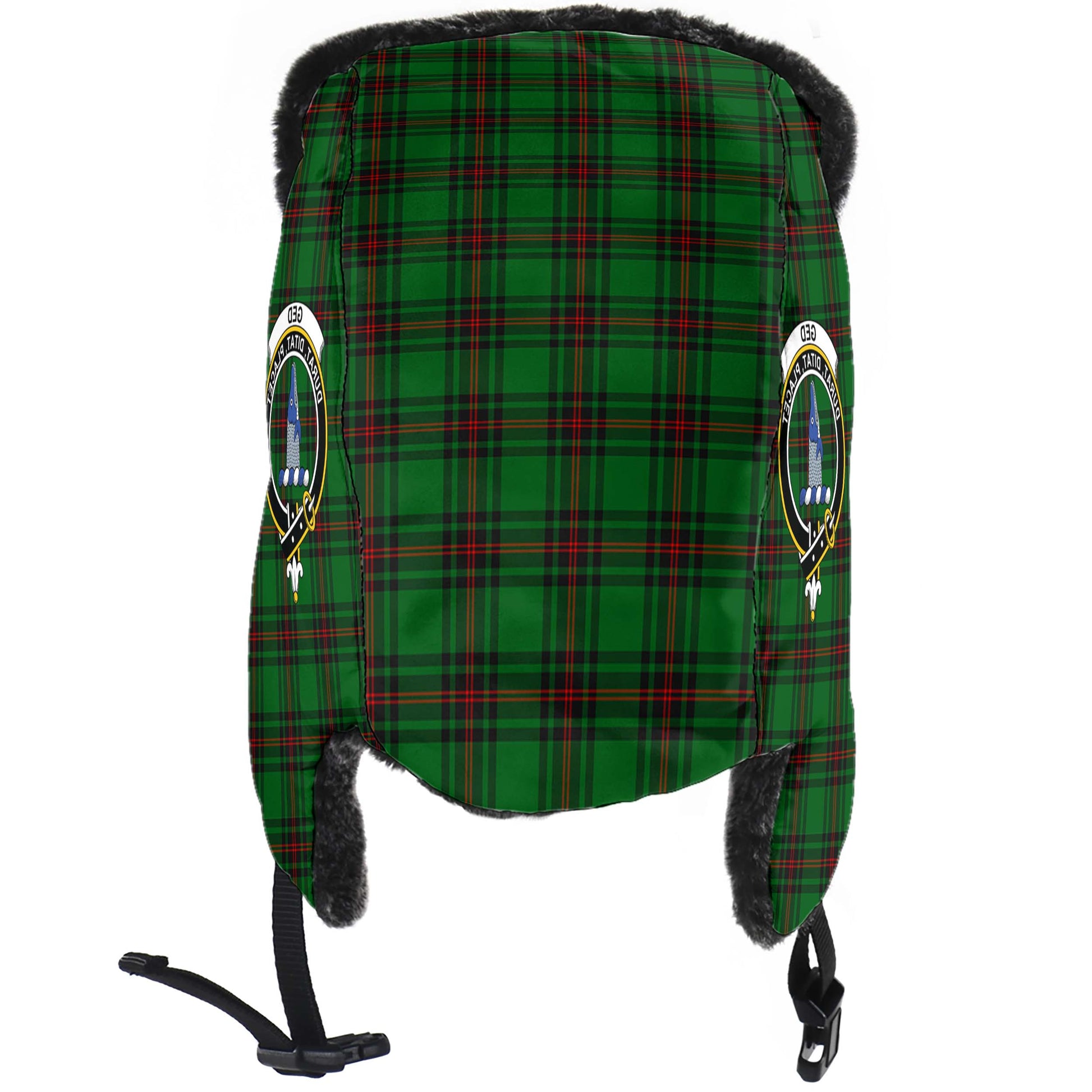 Ged Tartan Winter Trapper Hat with Family Crest - Tartanvibesclothing