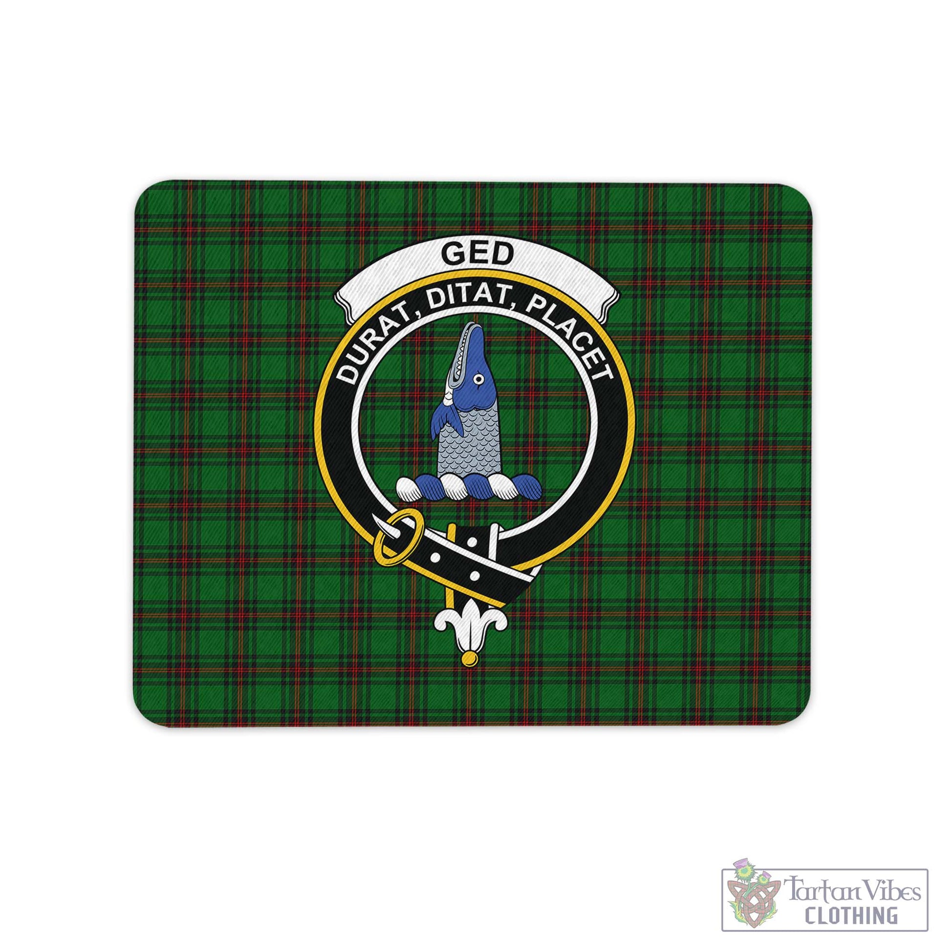 Tartan Vibes Clothing Ged Tartan Mouse Pad with Family Crest