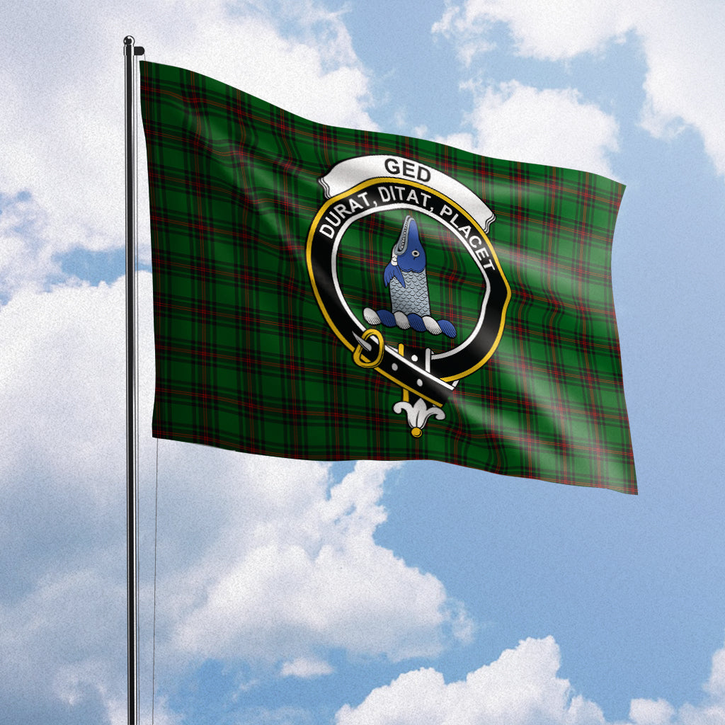 Ged Tartan Flag with Family Crest House Flag (Horizontal) - Tartan Vibes Clothing