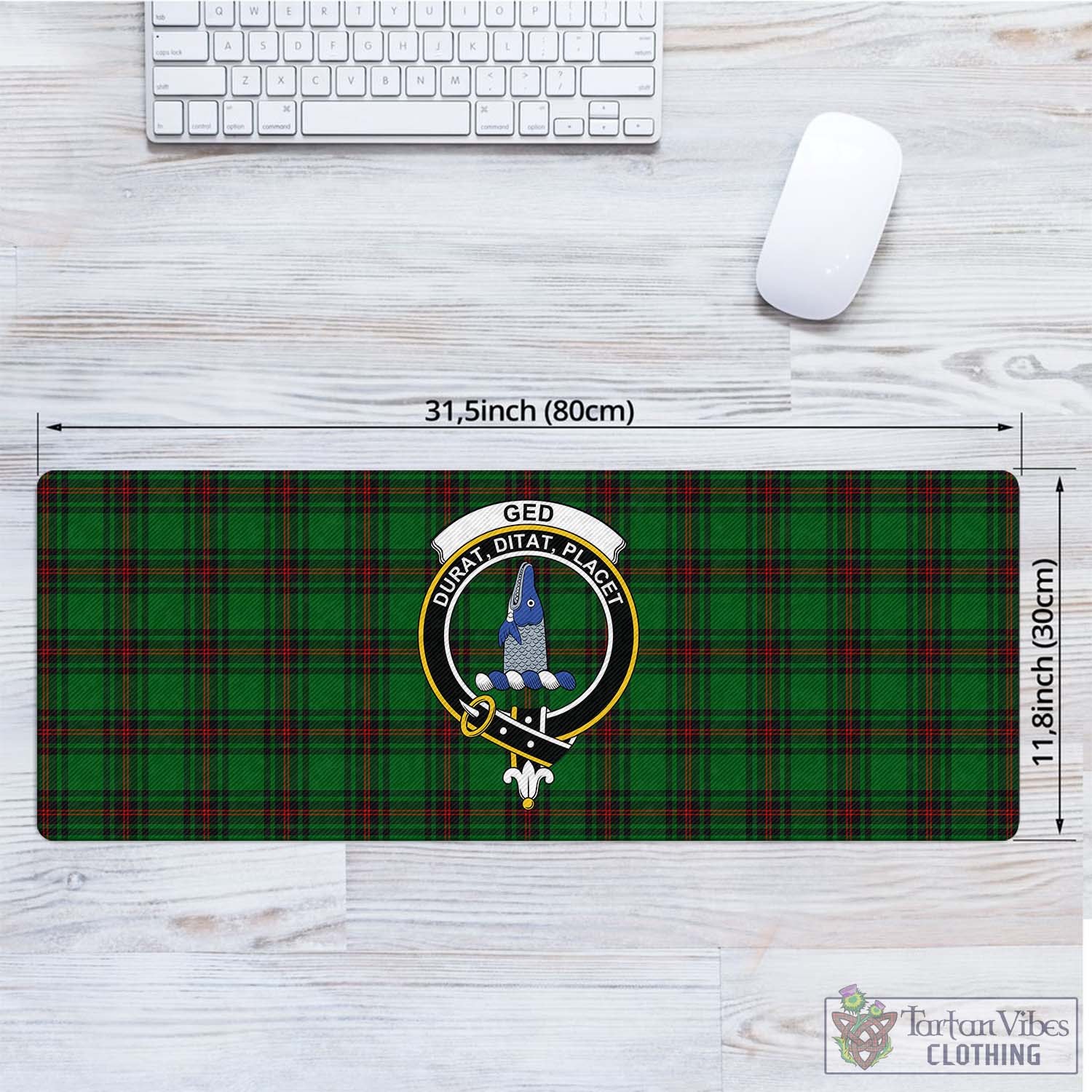 Tartan Vibes Clothing Ged Tartan Mouse Pad with Family Crest