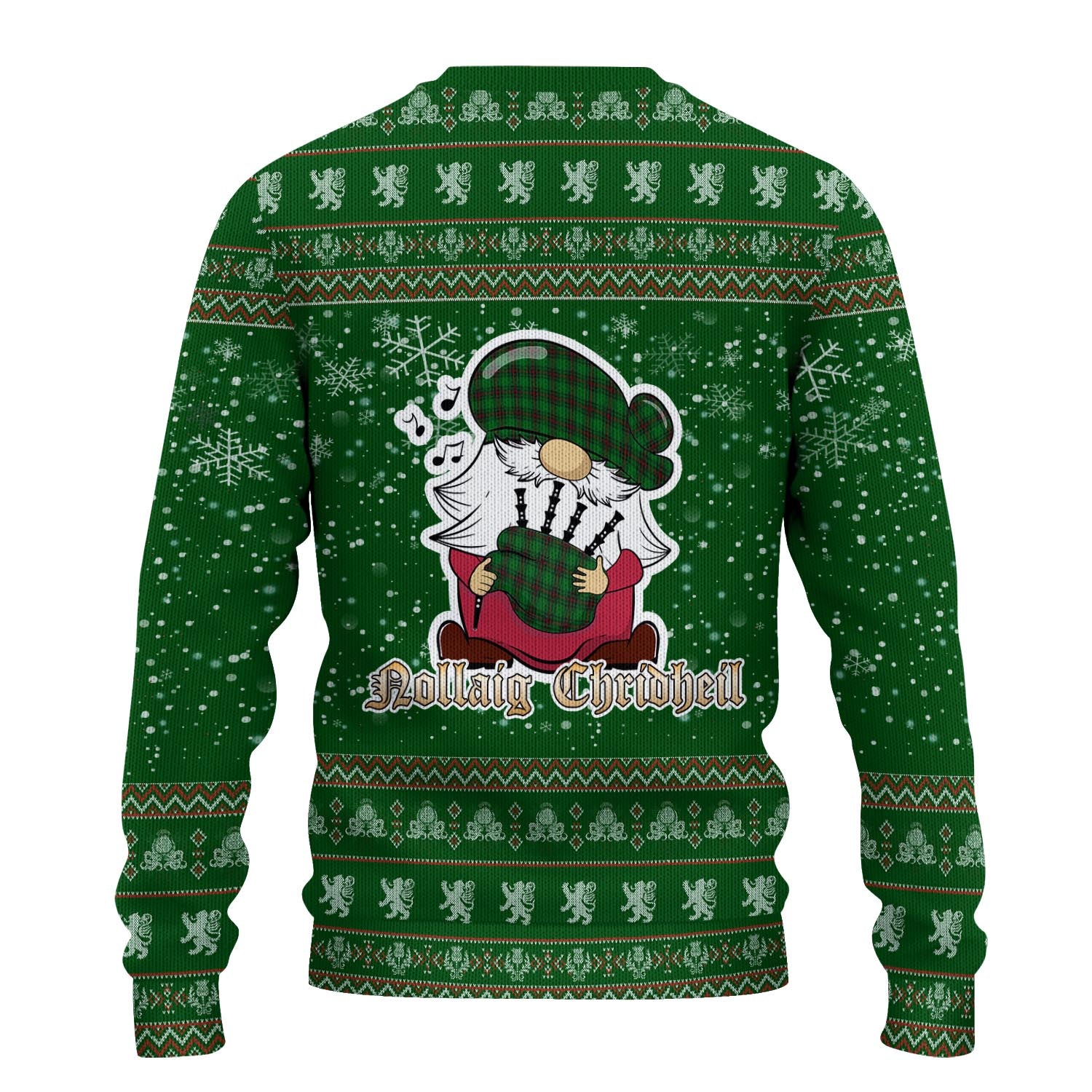 Ged Clan Christmas Family Knitted Sweater with Funny Gnome Playing Bagpipes - Tartanvibesclothing