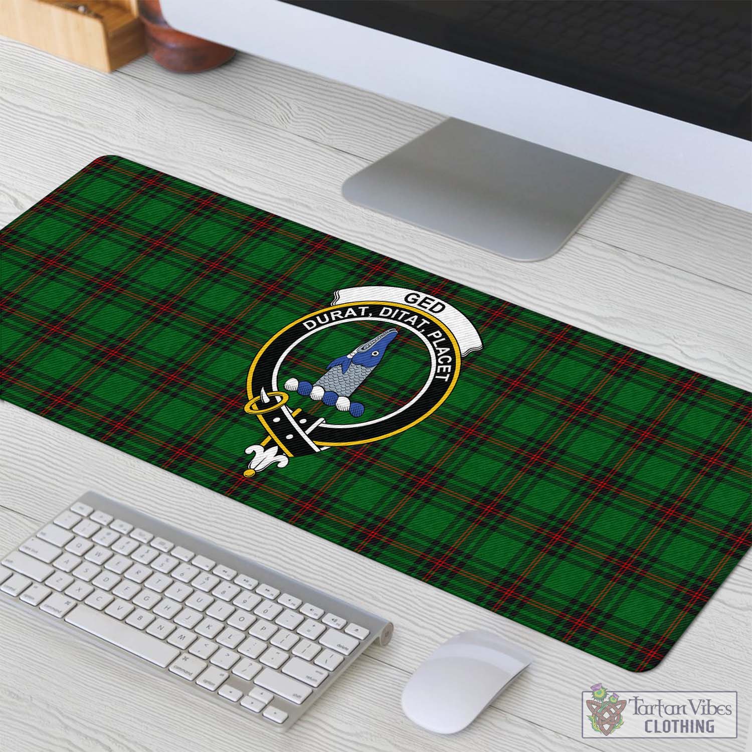 Tartan Vibes Clothing Ged Tartan Mouse Pad with Family Crest