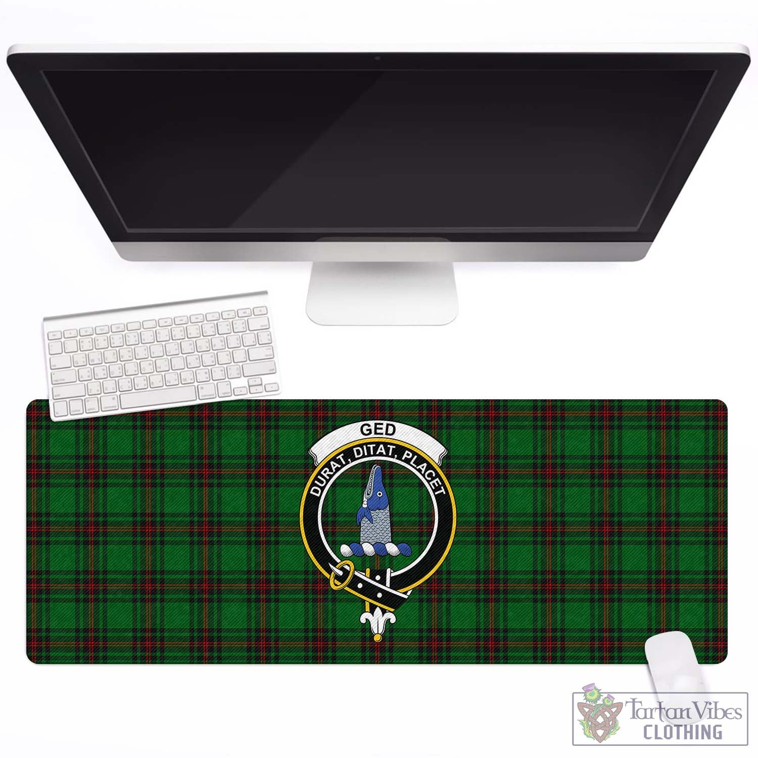 Tartan Vibes Clothing Ged Tartan Mouse Pad with Family Crest