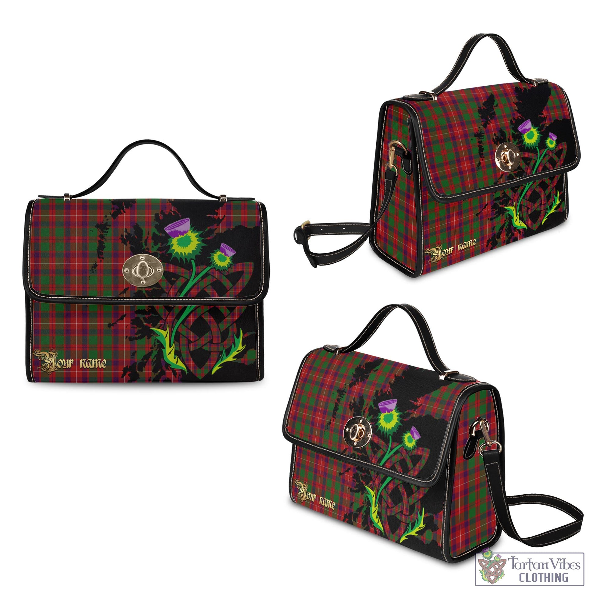 Tartan Vibes Clothing Geddes Tartan Waterproof Canvas Bag with Scotland Map and Thistle Celtic Accents