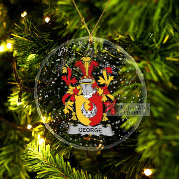 George Irish Clan Christmas Glass Ornament with Coat of Arms