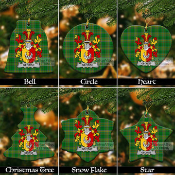 George Irish Clan Tartan Christmas Ceramic Ornament with Coat of Arms