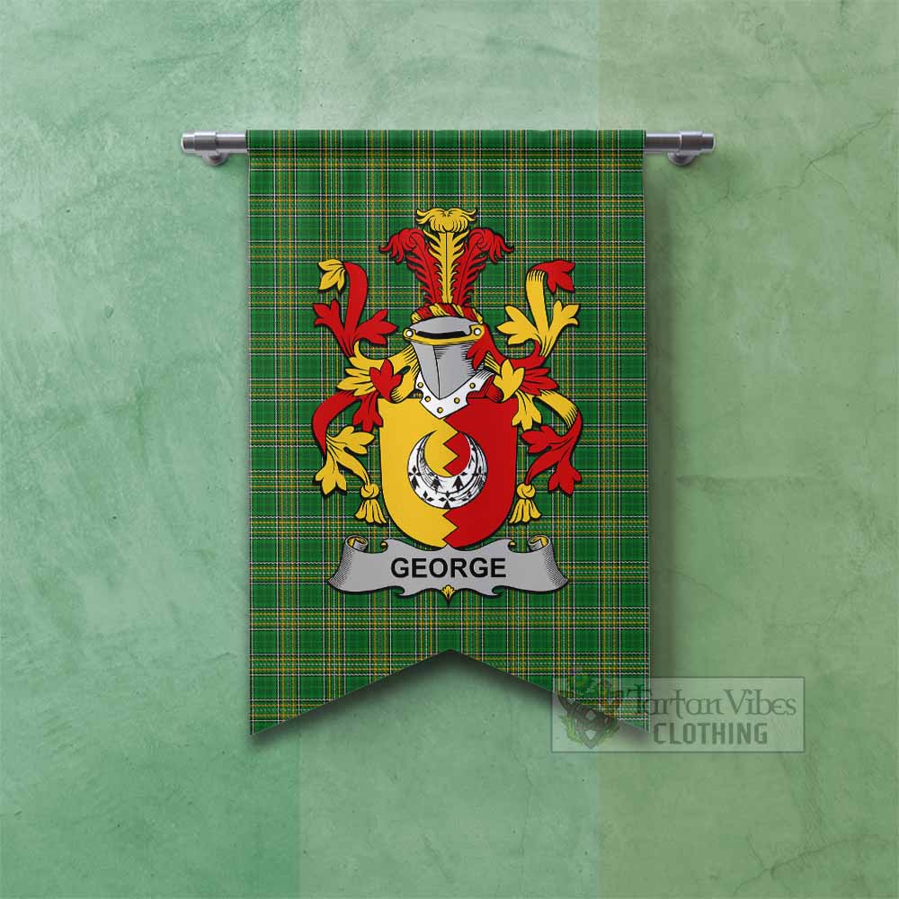 George Irish Clan Tartan Gonfalon, Tartan Banner with Coat of Arms Fishtail - Tartan Vibes Clothing