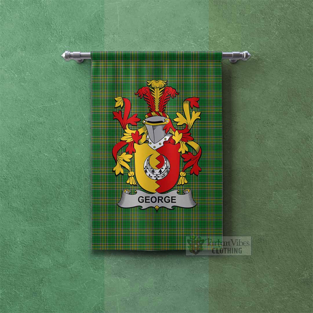 George Irish Clan Tartan Gonfalon, Tartan Banner with Coat of Arms Rectangle - Tartan Vibes Clothing