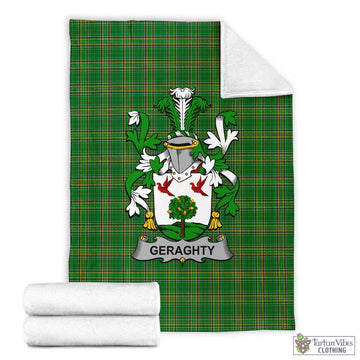 Geraghty Irish Clan Tartan Blanket with Coat of Arms X-Large 59 x 79 inches 150 x 200 cm - Tartan Vibes Clothing