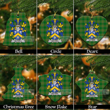 Gervais Irish Clan Tartan Christmas Ceramic Ornament with Coat of Arms