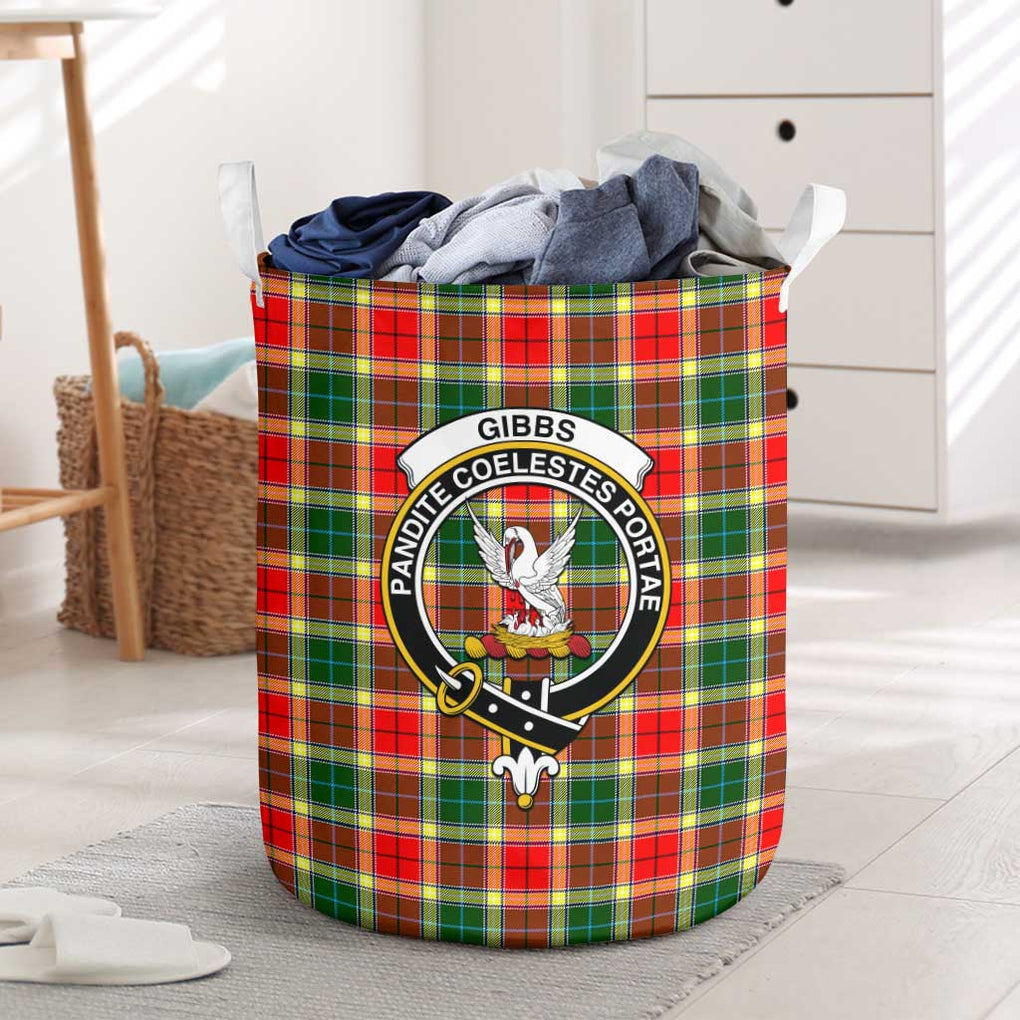 Gibbs Tartan Laundry Basket with Family Crest One Size - Tartanvibesclothing Shop