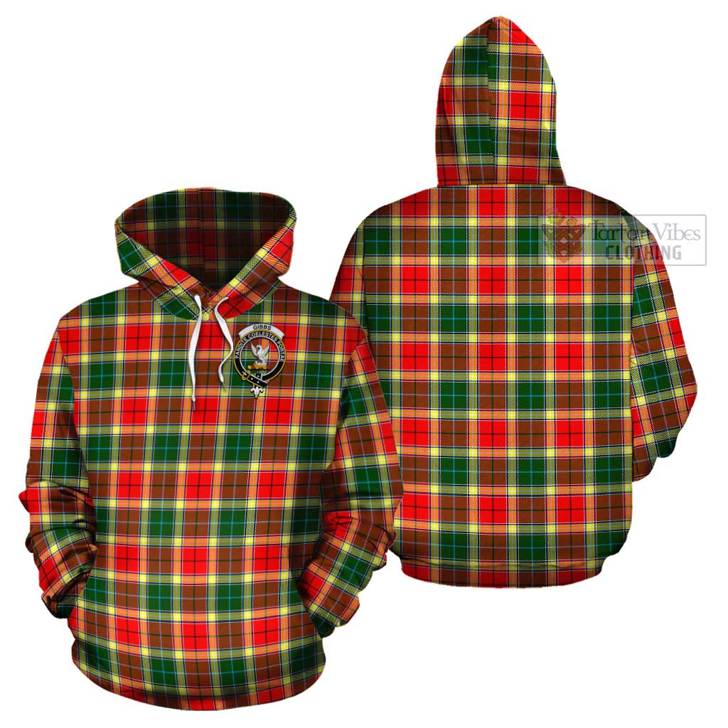 Tartan Vibes Clothing Gibbs Tartan Cotton Hoodie with Family Crest