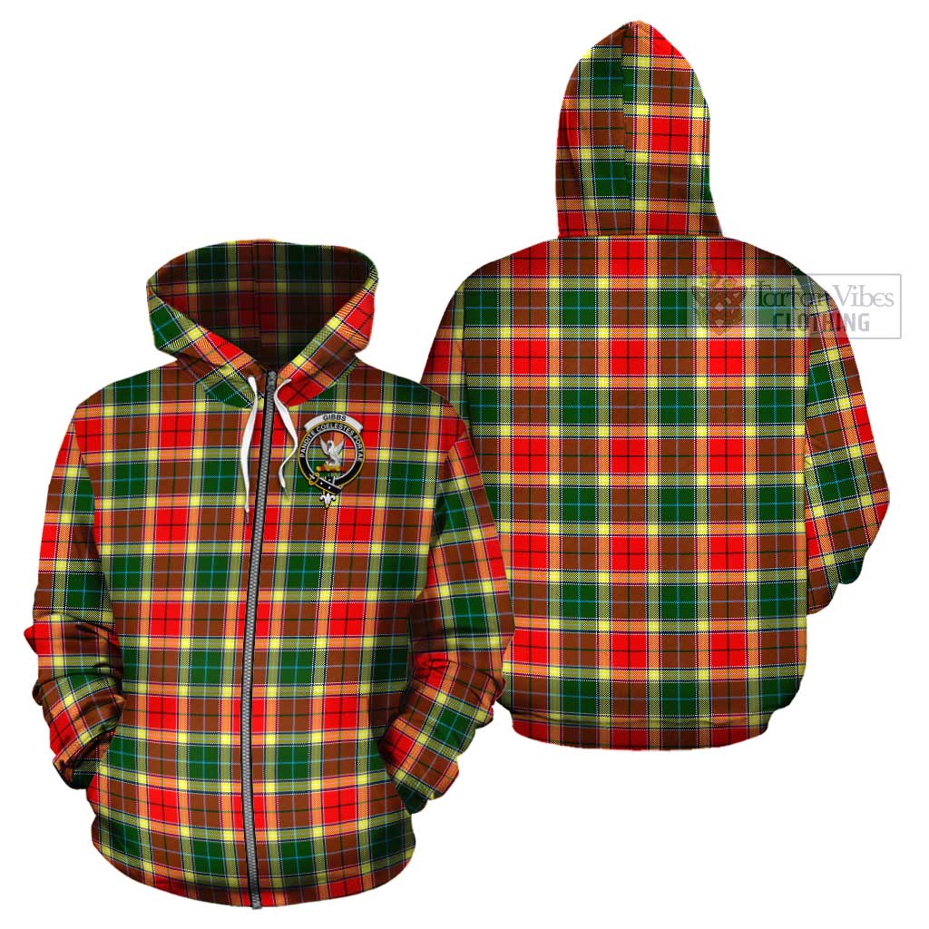 Tartan Vibes Clothing Gibbs Tartan Cotton Hoodie with Family Crest