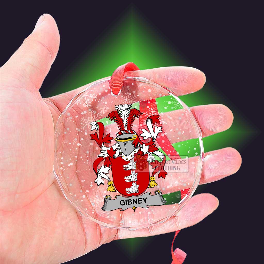 Tartan Vibes Clothing Gibney Irish Clan Christmas Glass Ornament with Coat of Arms