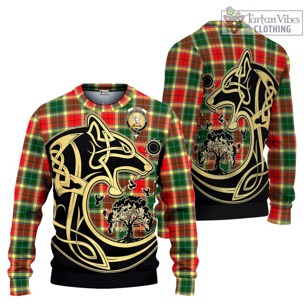 Gibson (Gibbs or Gibsone) Tartan Knitted Sweater with Family Crest Celtic Wolf Style Unisex - Tartan Vibes Clothing