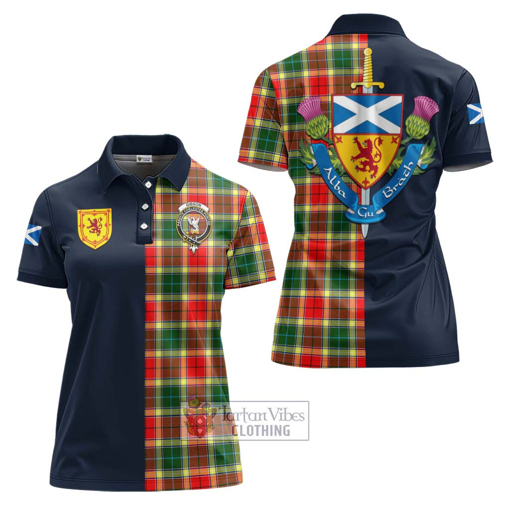 Tartan Vibes Clothing Gibson Tartan Women's Polo Shirt with Scottish Lion Royal Arm Half Style