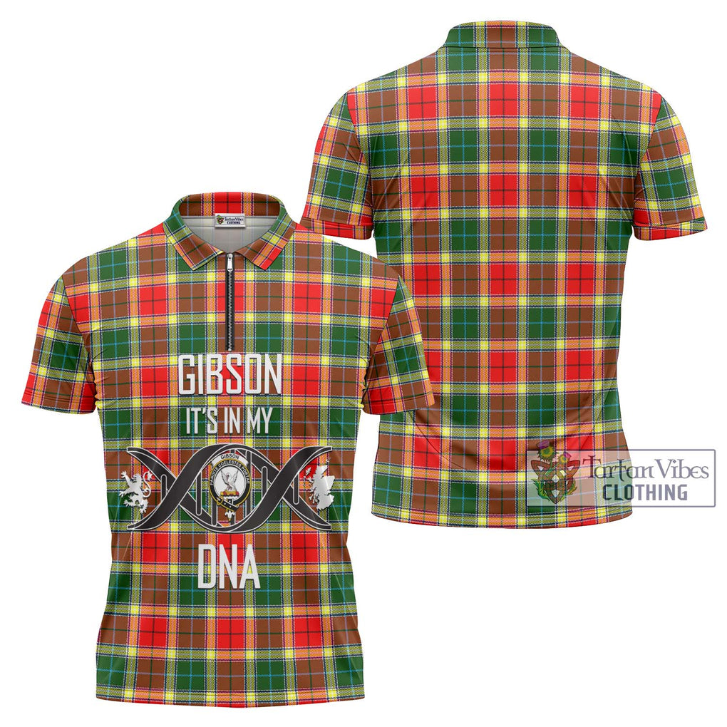 Gibson (Gibbs or Gibsone) Tartan Zipper Polo Shirt with Family Crest DNA In Me Style Unisex - Tartanvibesclothing Shop