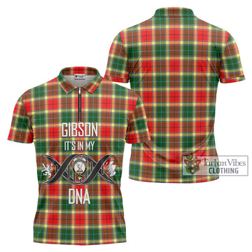 Gibson (Gibbs or Gibsone) Tartan Zipper Polo Shirt with Family Crest DNA In Me Style