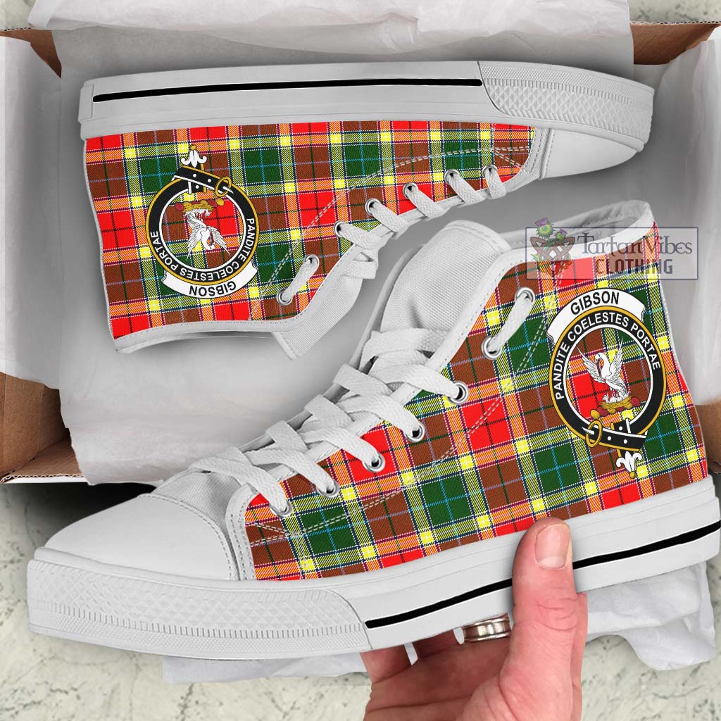 Tartan Vibes Clothing Gibson Tartan High Top Shoes with Family Crest