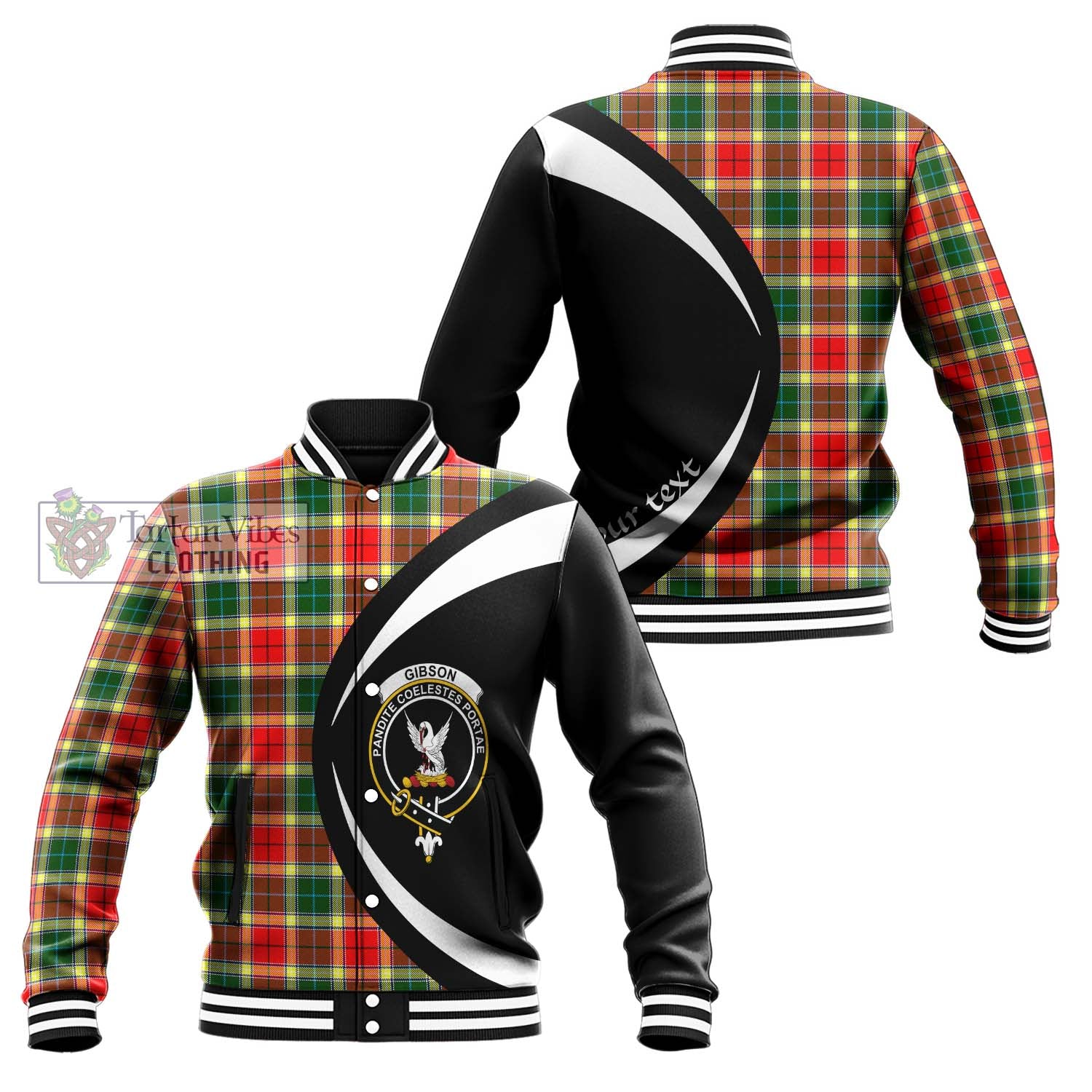 Gibson (Gibbs or Gibsone) Tartan Baseball Jacket with Family Crest Circle Style Unisex - Tartan Vibes Clothing