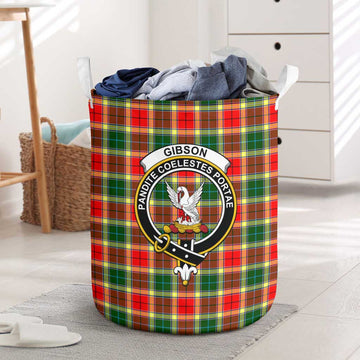 Gibson (Gibbs or Gibsone) Tartan Laundry Basket with Family Crest