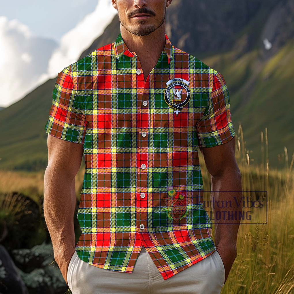 Gibson (Gibbs or Gibsone) Tartan Cotton Hawaiian Shirt with Family Crest Adult - Tartan Vibes Clothing