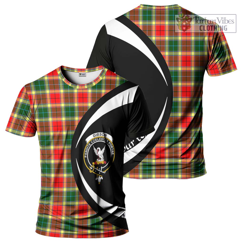 Tartan Vibes Clothing Gibson Tartan T-Shirt with Family Crest Circle Style