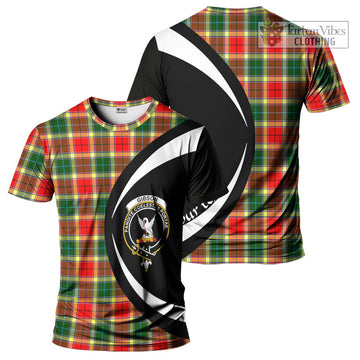 Gibson (Gibbs or Gibsone) Tartan T-Shirt with Family Crest Circle Style