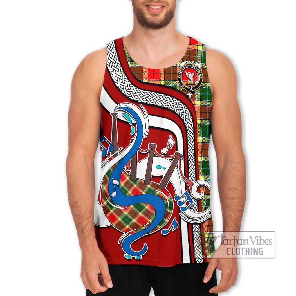 Gibson (Gibbs or Gibsone) Tartan Men's Tank Top with Epic Bagpipe Style Men - Tartanvibesclothing Shop