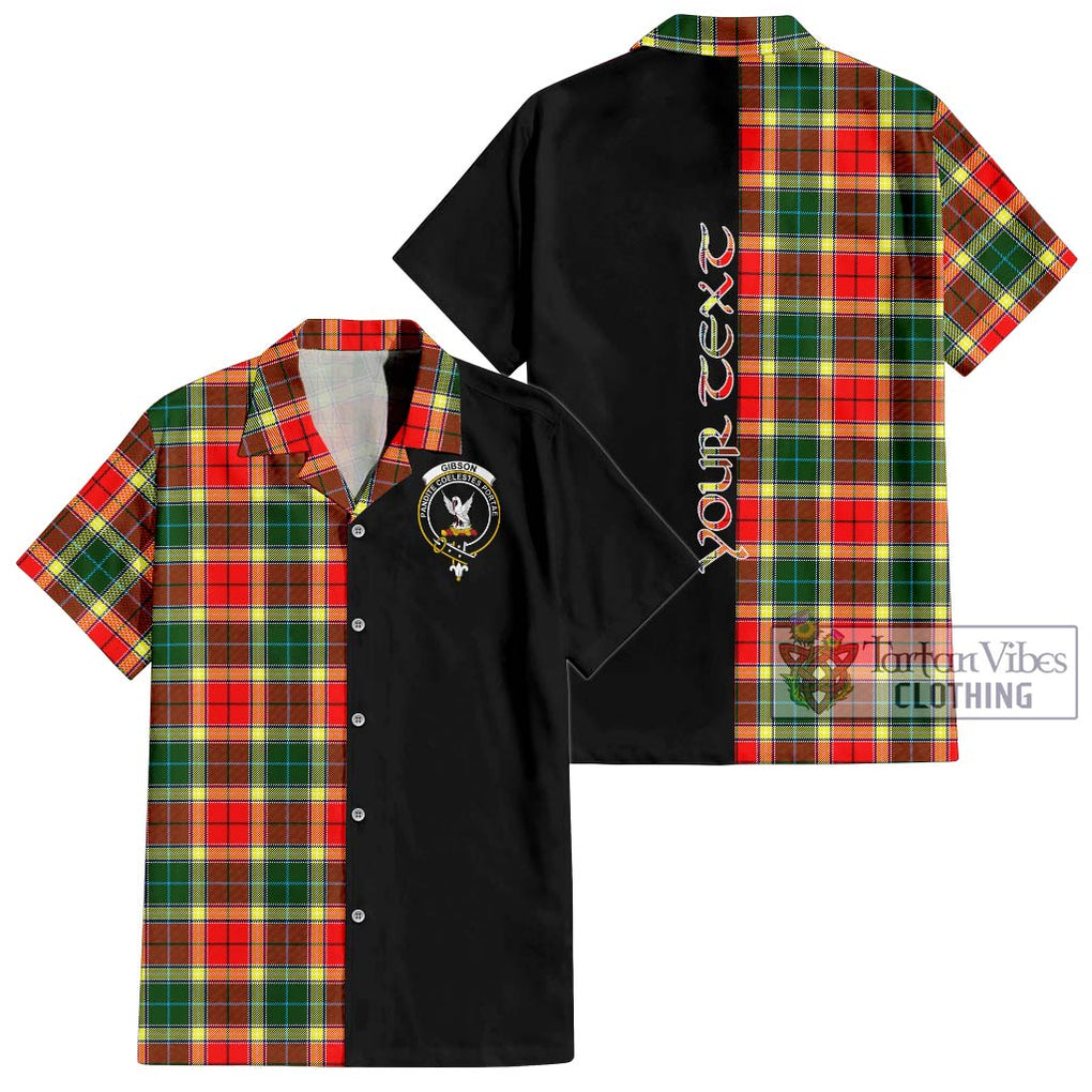 Gibson (Gibbs or Gibsone) Tartan Short Sleeve Button Shirt with Family Crest and Half Of Me Style Kid - Tartanvibesclothing Shop