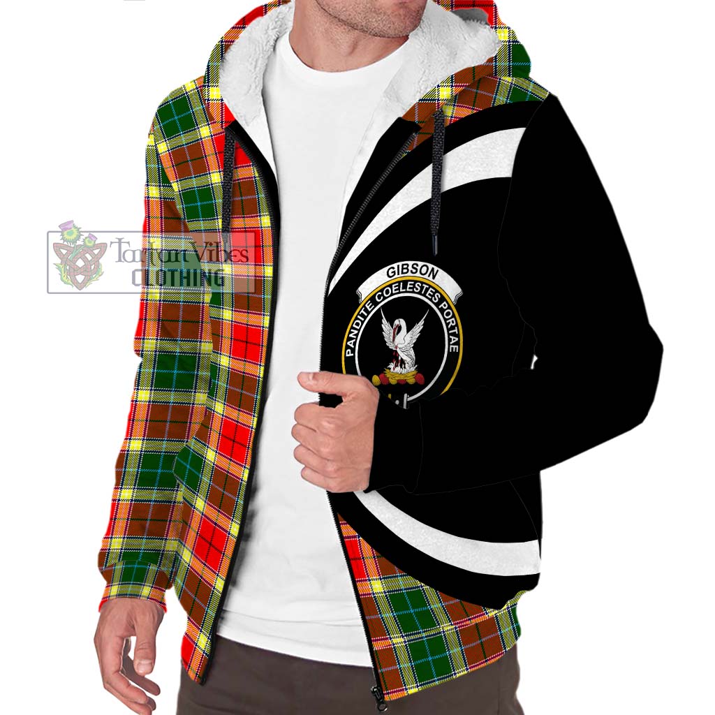 Gibson (Gibbs or Gibsone) Tartan Sherpa Hoodie with Family Crest Circle Style Unisex S - Tartan Vibes Clothing