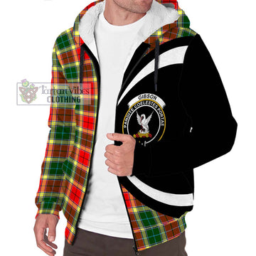 Gibson (Gibbs or Gibsone) Tartan Sherpa Hoodie with Family Crest Circle Style