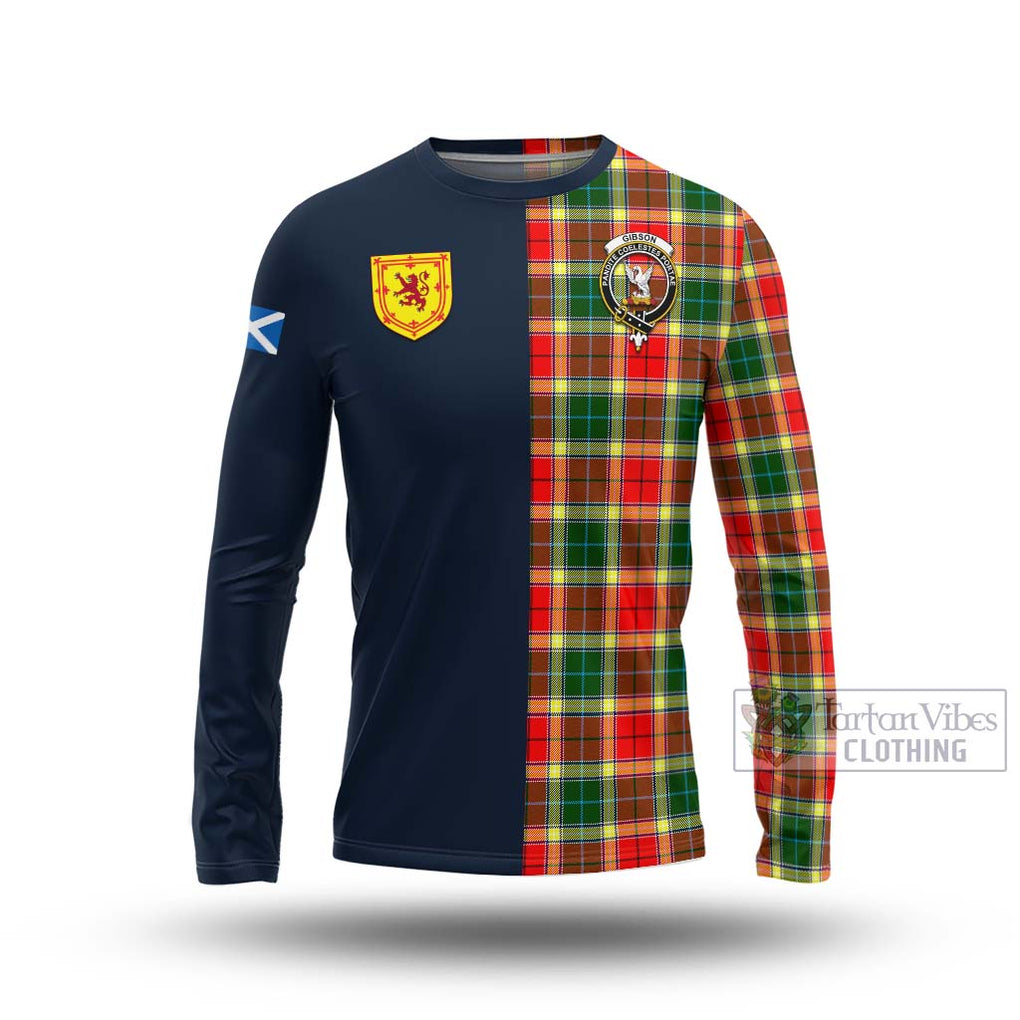 Tartan Vibes Clothing Gibson Tartan Long Sleeve T-Shirt with Scottish Lion Royal Arm Half Style