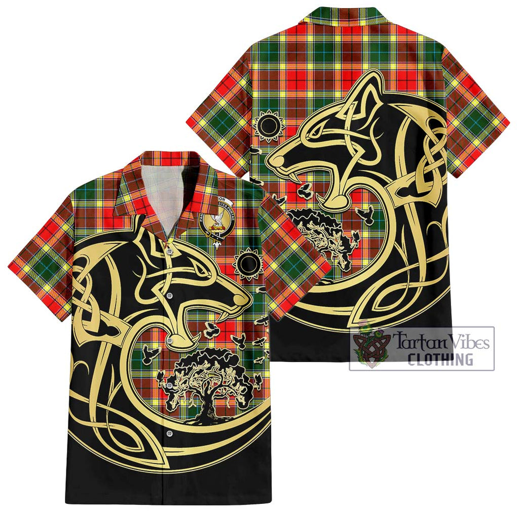 Gibson (Gibbs or Gibsone) Tartan Short Sleeve Button Shirt with Family Crest Celtic Wolf Style Kid - Tartan Vibes Clothing