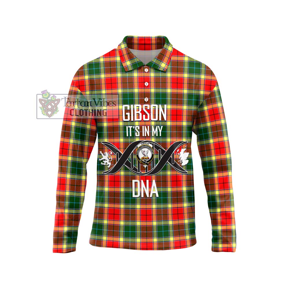 Gibson (Gibbs or Gibsone) Tartan Long Sleeve Polo Shirt with Family Crest DNA In Me Style Unisex - Tartanvibesclothing Shop