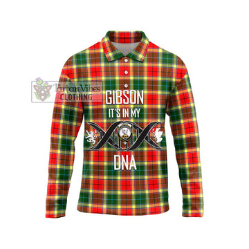 Gibson (Gibbs or Gibsone) Tartan Long Sleeve Polo Shirt with Family Crest DNA In Me Style