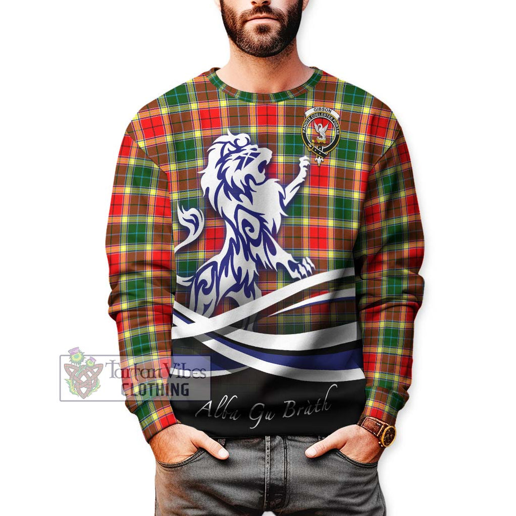 Gibson (Gibbs or Gibsone) Tartan Sweatshirt with Alba Gu Brath Regal Lion Emblem Unisex - Tartanvibesclothing Shop