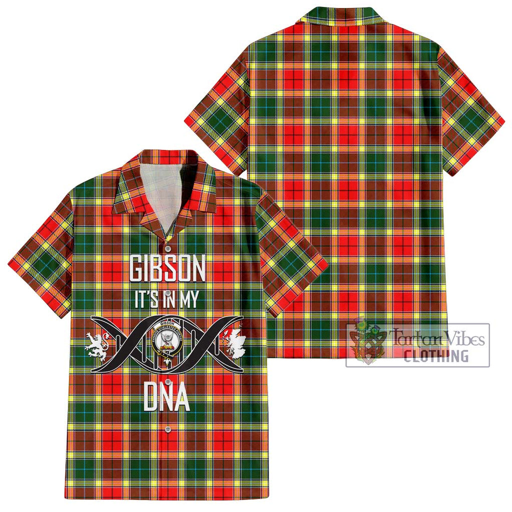 Gibson (Gibbs or Gibsone) Tartan Short Sleeve Button Shirt with Family Crest DNA In Me Style Kid - Tartanvibesclothing Shop