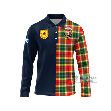 Gibson (Gibbs or Gibsone) Tartan Long Sleeve Polo Shirt Alba with Scottish Lion Royal Arm Half Style