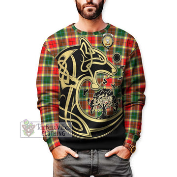 Gibson (Gibbs or Gibsone) Tartan Sweatshirt with Family Crest Celtic Wolf Style