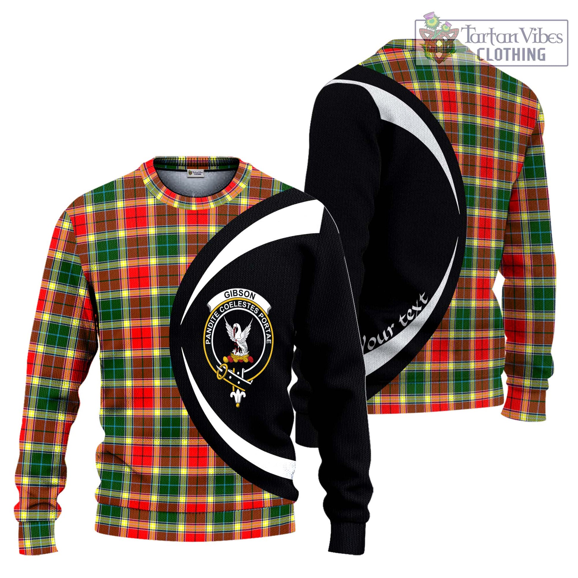 Gibson (Gibbs or Gibsone) Tartan Ugly Sweater with Family Crest Circle Style Unisex - Tartan Vibes Clothing